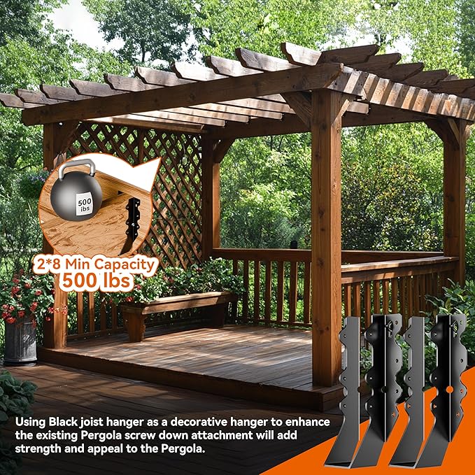 25 Pcs Black Joist Hangers 2x8, Rafter Brackets , Hurricane Straps for 2x8 Face Mount Joist Hangers 2X8 for Shed/Barn/Coop/Porch/Truss/Decks, Structurally Sound and Aesthetically Pleasing
