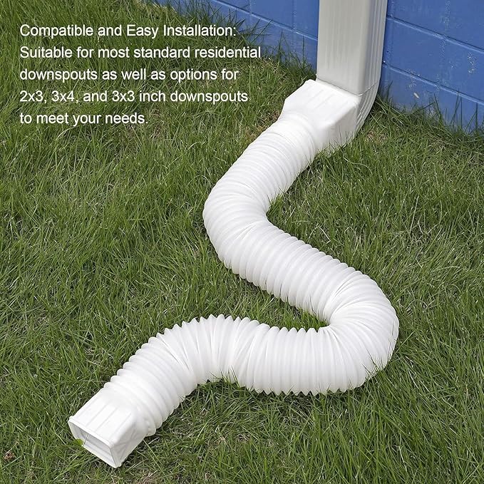 2 pack Flexible Rain Gutter Downspout Extensions,Drain Downspout Extender,Gutter Extension Flexible,Down Spout Drain Extension Pipes,Extendable from 21 to 60 Inches (stone-grey)
