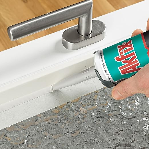 Akfix 100E RTV White Silicone Caulk (48x10.1 fl.oz.) - 100% Waterproof Silicone Sealant for Kitchen and Bathroom, Shower, Toilet, Sink, Window and Door, No Yellowing | White, 48 Pack
