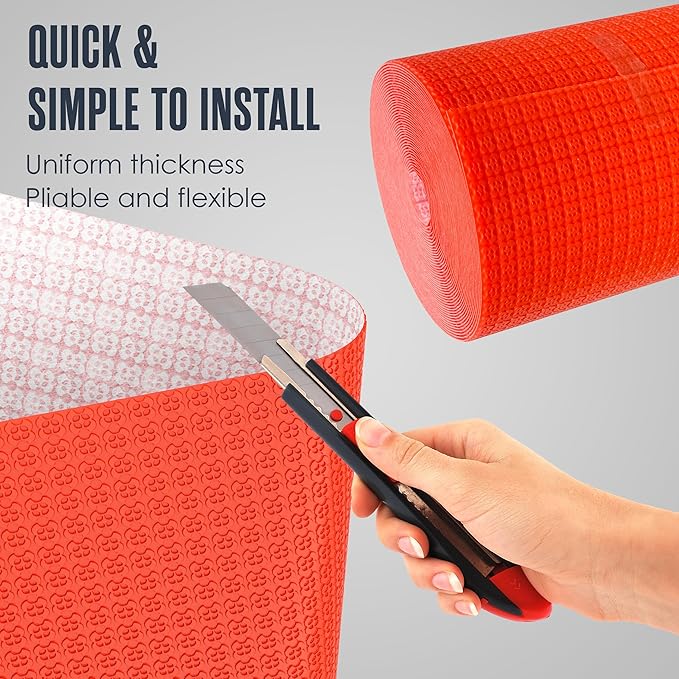 Houseables Uncoupling Membrane, Tile Underlayment, Tile Membrane, Flooring Underlayment, for Floor, Decoupling, Anti Fracture, Waterproof, Anti Crack, Vapor, 1/8" Thick, 3.3 ft x 16.4 ft / 54.5 Sq Ft