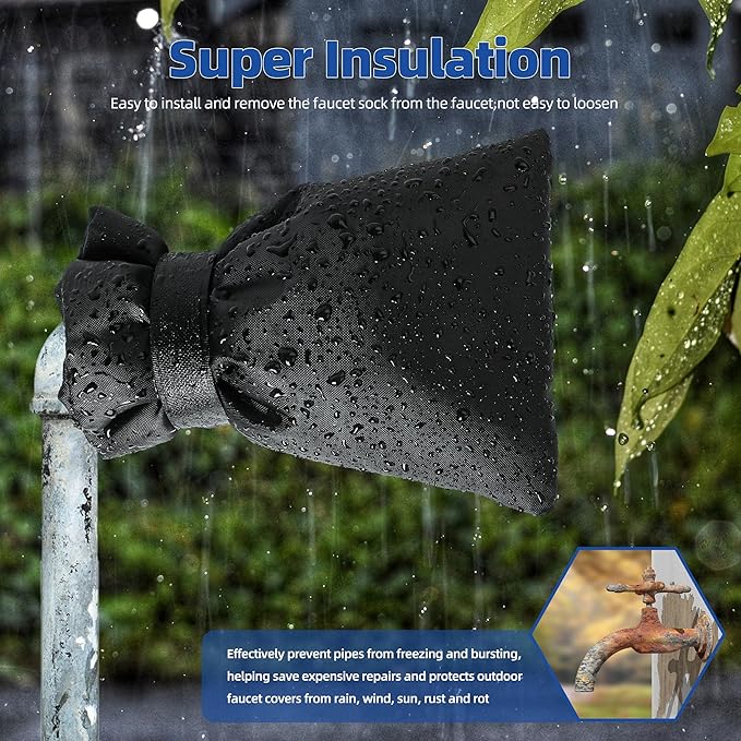 Outdoor Faucet Covers for Winter Freeze Protection 4 Pack Reusable Garden Faucet Cover Socks for Various Faucet Water Spigot Pipe Hose Bib,Waterproof Insulated Anti-Freeze Covers-Velcro