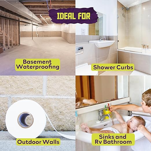 ATack Fiberglass Waterproofing Anti-Fracture Membrane Fabric Sheet, 6 Inches x 75 Feet, Water Barrier Mesh Tape for Shower Walls and Tiles
