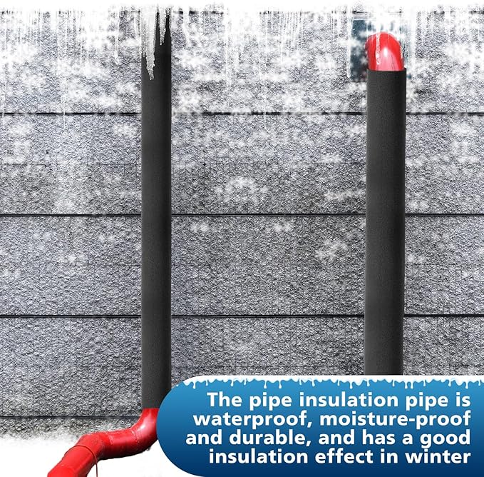 Pangda 4 Pcs 3 ft Pipe Insulation Foam Tube 3/4 Inch ID Foam Tubing Black Cover Heat Preservation for Outdoor Water Pipe Insulation, AC Unit, Guitar Stands, Exercise Machine Handle and Roof Rack