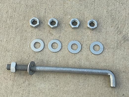 Sandbaggy 1/2" x 8" Threaded Concrete Anchor L-Bolts (Nuts & Washers Included) - Hot Dipped Galvanized - Sill Plate, Base Plate, Masonry, Wood, Cement Anchors, J Bolt (50, 1/2" x 8")