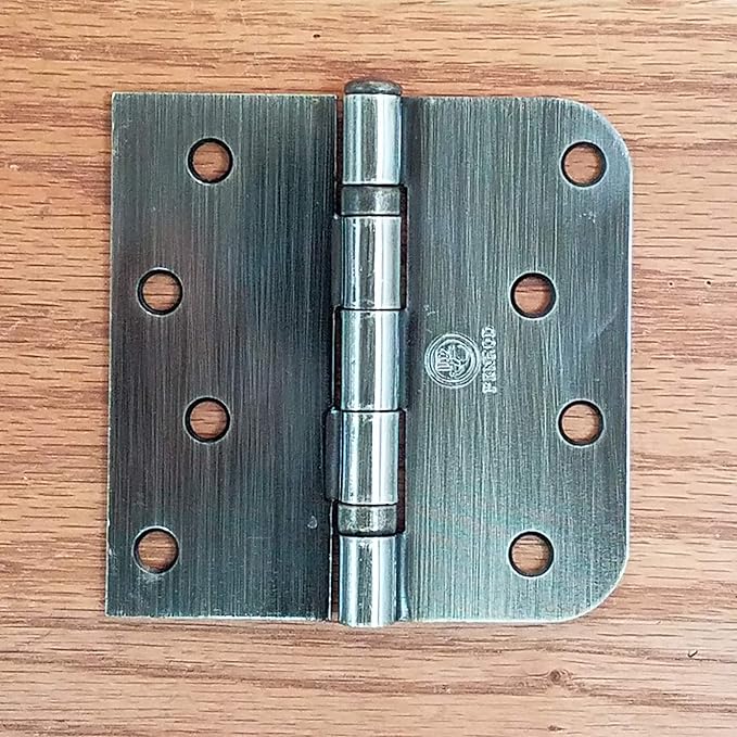 Hinge Outlet 4 Inch with 5/8 Inch Square Radius Ball Bearing Door Hinges, Heavy-Duty Steel, Removable Pin (Antique Brass, 2 Pack)