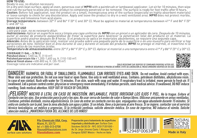 FILA Surface Care Solutions MP90 1GAL Natural Look Penetrating Sealer - Solvent Technology 1 GAL
