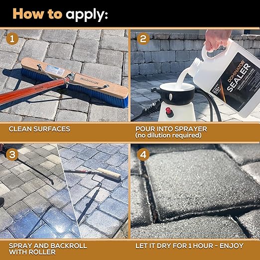 DOMINATOR SG+ Clear Acrylic Sealer 2.5 Gal | High Gloss Paver Sealer | Wet Look, Color Enhancing | Professional Grade | Concrete Pavers and Decorative Concrete | Fast Dry | Driveway, Patio and More
