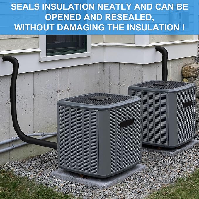 HVAC Copper Pipe Insulation Cover, 2Pcs 600D Oxford AC Pipe Insulation Cover Outdoor Flexible Air Conditioner Line Insulation Sleeve for Central Air Conditioning Mini Splits, Black 72x10.2 in