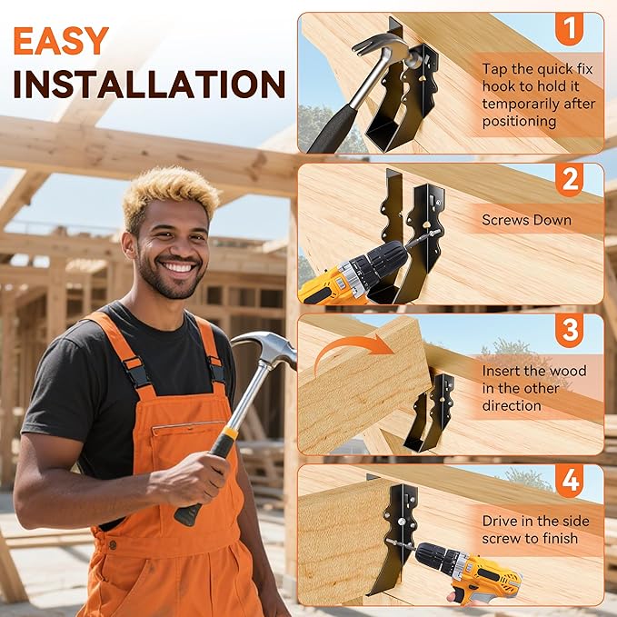 25 Pcs Black 2x6 Joist Hanger,LU26 18 Gauge Double Shear Face Mount Joist Hanger,Hurricane Ties for Rafters Tie Brackets Great for Floor Deck and Ceiling Joists