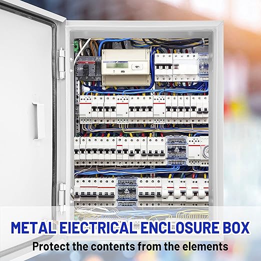 Outdoor Electrical Box 12 x 10 x 6''D NEMA 4X Enclosure Steel Box, Waterproof & Dustproof Outdoor/Indoor Lockable Electrical Junction Box, with Mounting Plate