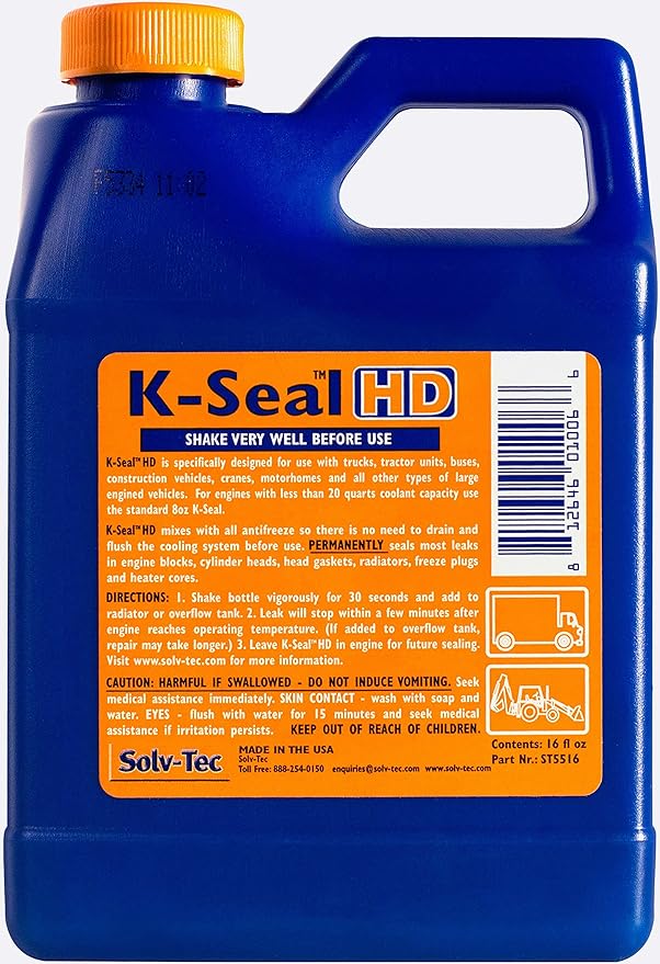 K-Seal ST5516 Heavy-Duty Multi-Purpose One Step Permanent Coolant Leak Repair, 16 oz, Pour and Go, Mixes with All Antifreeze, No Flushing Required