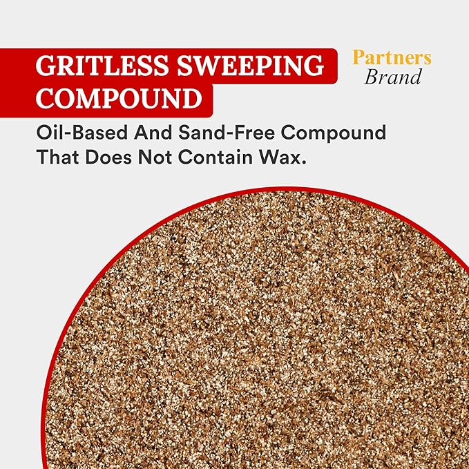 Partners Brand Gritless Floor Sweeping Compound - 50 LB. Bag | Commercial Grade, Sand-free Formula for Use on Finished Floors & Dust Control