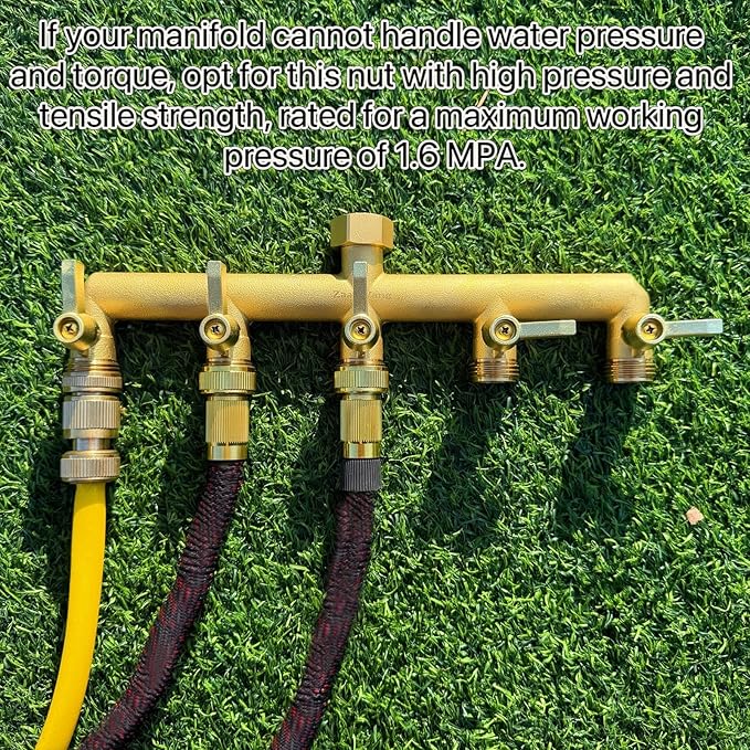 Heavy Duty 5 - Way Garden Hose Splitter, 3/4” Hose Manifold, Outdoor Hose Adapter Connector with 5 Metal Extra Long Handle Metal Faucet Adaptor
