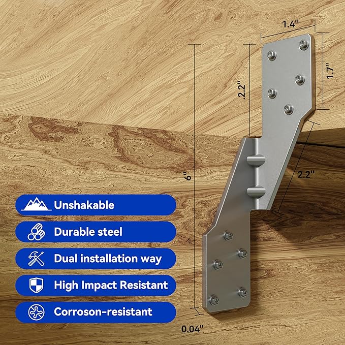 50Pcs Hurricane Straps Tie Brackets, H2.5A Right Tie 18-Gauge Galvanized Hurricane Tie Heavy Duty Hurricane Straps/Rafters Ties for Wood