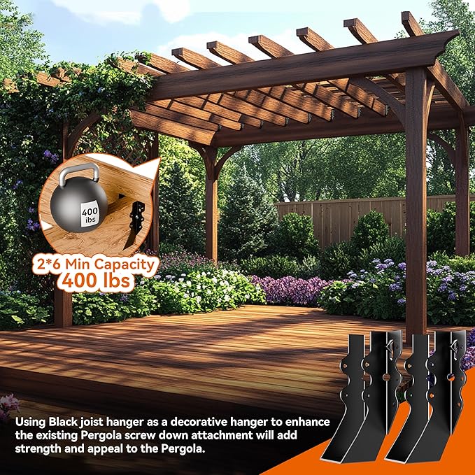 50 Pcs Black 2x6 Joist Hangers for Wood, Rafter Brackets, face Mount Joist Hangers, Hurricane Ties 2x6 Brackets for Shed/Barn/Coop/Porch/Truss, Structurally Sound and Aesthetically Pleasing
