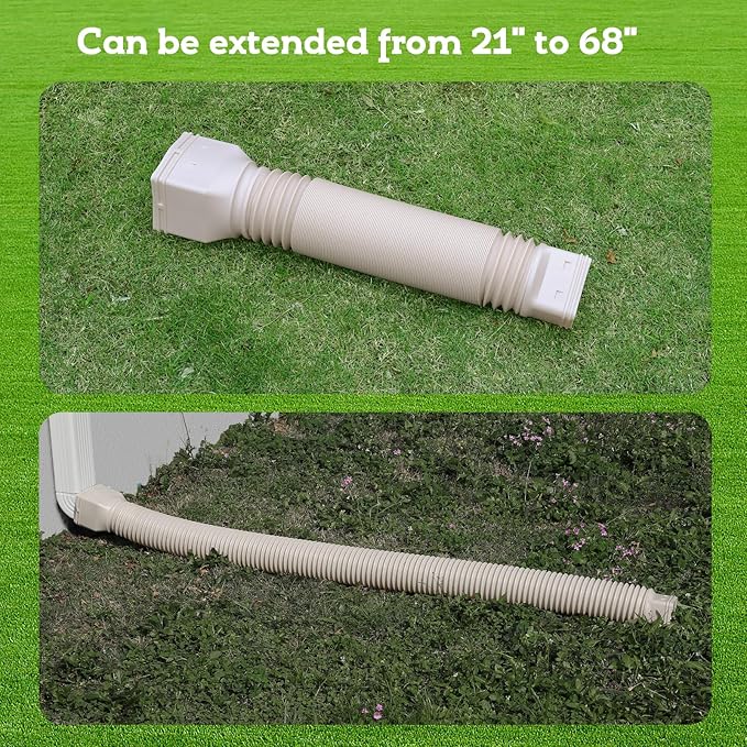 Rain Gutter Downspout Extensions Flexible, Drain Downspout Extender,Down Spout Drain Extender, Gutter Connector Rainwater Drainage,Extendable from 21 to 68 Inches(2Pack, Limestone)