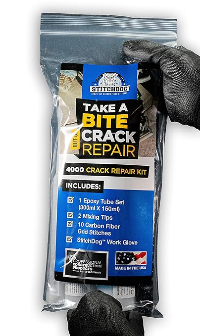 StitchDog DIY Concrete Crack Repair Kit 4020 for Vertical and Overhead Crack Repair, Epoxy and Carbon Fiber