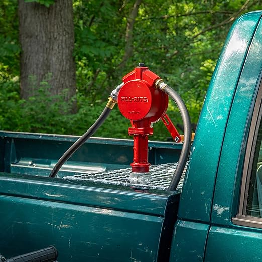 Fill-Rite FR112 Fuel Transfer Rotary Hand Pump w/Discharge Hose, Straight Spout, Vacuum Breaker, & Suction Pipe
