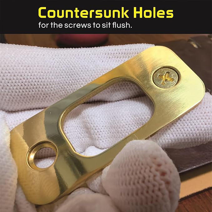 Deadbolt Strike Plate, Solid Brass Door Backplate 1" X 2 1/4“, Round Corner Heavy Duty - 1 Pack