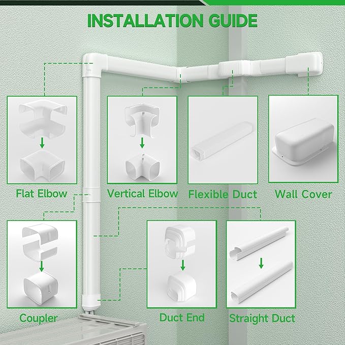 4'' 19.5 Ft Mini Split Line Cover Set, PVC & PP Pipe Covers for Mini Split Lines, Line Guard for Central AC, White