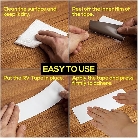 RV Sealant Tape, White, 4 Inch x 50 Feet, Roof Patch Repair Tape, Roofing Tape for RV, Waterproof Leak Tape for RV puncture, Boat Sealing, Awning, Canopy, Tents, Camper, Greenhouse and Tarpaulin