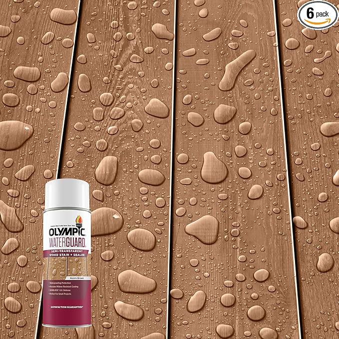 Olympic WaterGuard 11.75 oz. Acorn Brown Semi-Transparent Exterior Wood Stain Plus Sealer (Pack of 6)