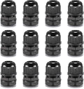 QILIPSU 12pcs 3/8" NPT Cable Gland Waterproof IP68 Nylon Cable Pass Through Cord Grip Connector Strain Relief Wire Grommet