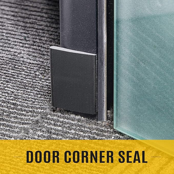 Zonon 64 Pieces Door Corner Seal Weatherstripping Exterior Door Frame Seal Draft Stopper Adhesive Corner Pads for Weather Stripping and Draft Protection (Black,White)