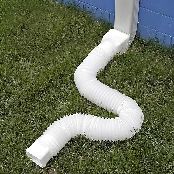 White 2 pack flexible rain gutter downspout extensions flexible, drain downspout extender,rainwater drainage ditch joint, can be extended from 21 inches to 68 inches