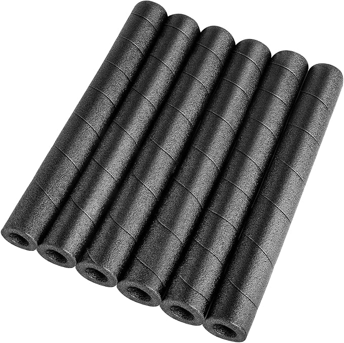 0.79" ID Pipe Insulation Foam Tube 6 Pack,15.7" Black Foam Pipe Covers Multi-Purpose Soft Foams Tubing for Outdoor Indoor Swimming Pool Handle Water Pipe