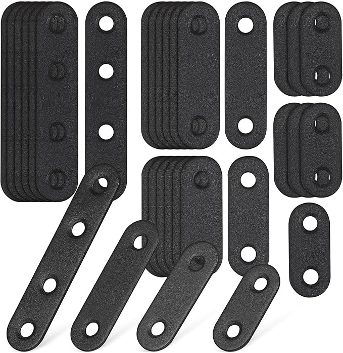 32 Pcs Stainless Steel Flat Brace Corner Brackets for Wood Repair Multipurpose Metal Mending Plates with Pre-drilled Straight Braces for Furniture and Shelf Reinforcement