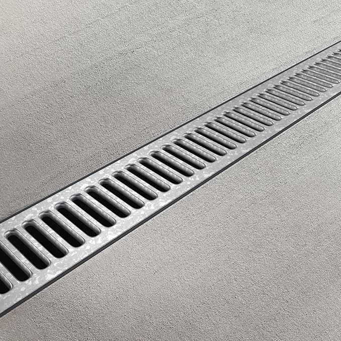 Vodaland - 3 Inch Easy 1 Premium Trench Drain Channel - Galvanized Stamped Steel Grating (3)
