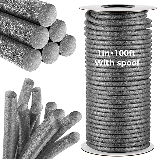 1 Inch x 100 ft Foam Backer Rod for Gaps Joints Concrete Crack Filler Caulk Saver Bulk Foam Backing Rod Concrete Filler Rope for Weather Stripping Door Seal(Gray)
