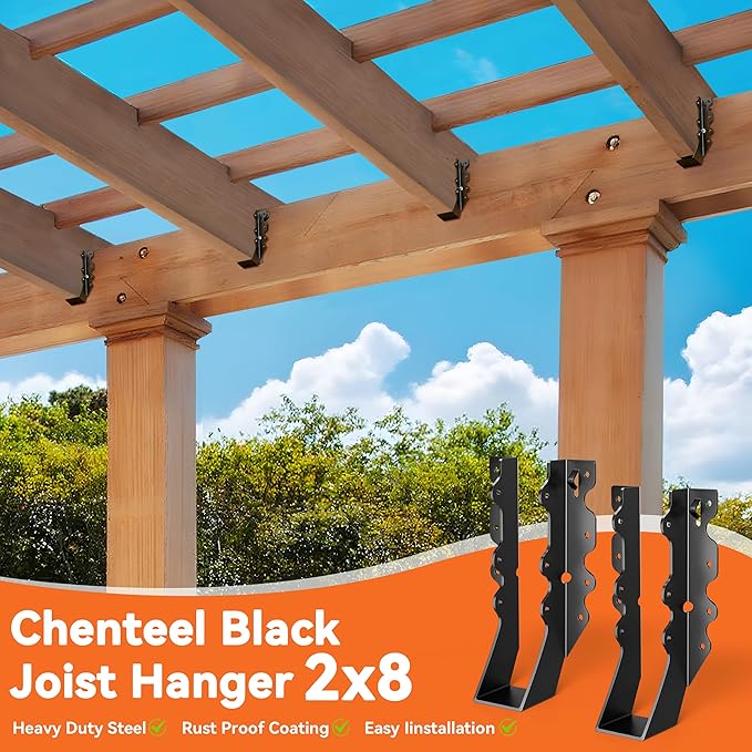 25 Pcs Black 2x8 Joist Hanger,LU28 18 Gauge Double Shear Face Mount Joist Hanger,Hurricane Ties for Rafters Tie Brackets Great for Floor Deck and Ceiling Joists