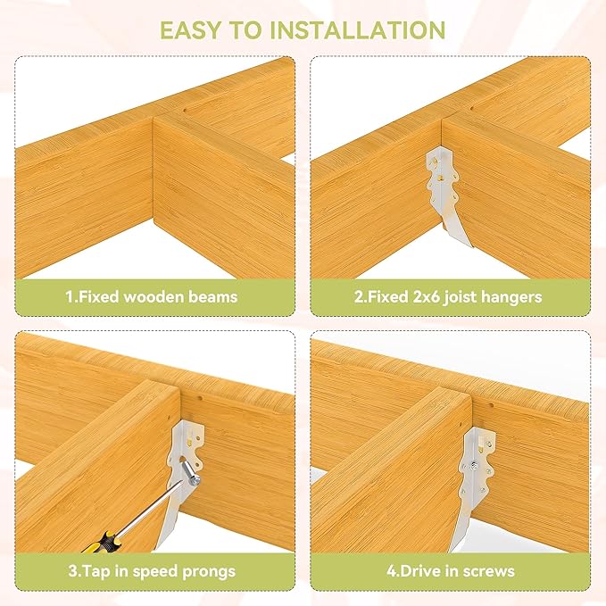 25 pcs 2x6 Joist Hanger,LU26 20 Gauge Galvanizing Face Mount Joist Hangers for Wood,Hurricane Tie for Rafter Fits Truss Connectors.Rafter Hangers 2x6 Great for Floor Deck and Ceiling Joists