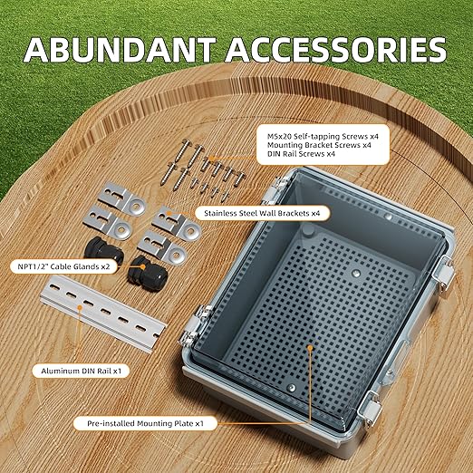 Joinfworld Outdoor WiFi Enclosure Weatherproof Locking Outdoor WiFi Box Plastic Waterproof Switch Router Enclosure Box 8.7x6.7x4.3
