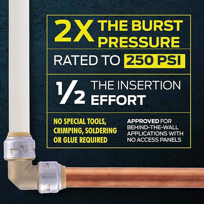 SharkBite Max 1 x 1 Inch Push-to-Connect Slip Ball Valve, Brass Plumbing Fitting, Copper, CPVC, UR24737