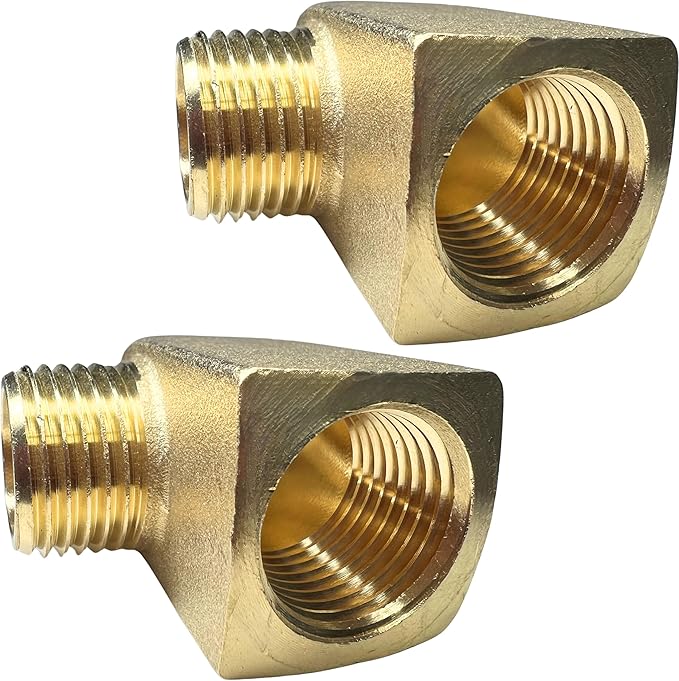 2pcs Brass 1/2" NPT Male x 1/2" NPT Female 90 Degree Forged Barstock Street Elbow Fitting Connection by CX WONDERLAND