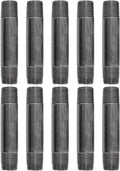 PIPE DÉCOR 1/2” x 4” Malleable Cast Iron Pipe Nipple, Pre Cut Connectors, Industrial Steel Grey Fits Standard Half Inch Black Threaded Pipes Nipples and Fittings, Build Vintage DIY Furniture, 10 Pack
