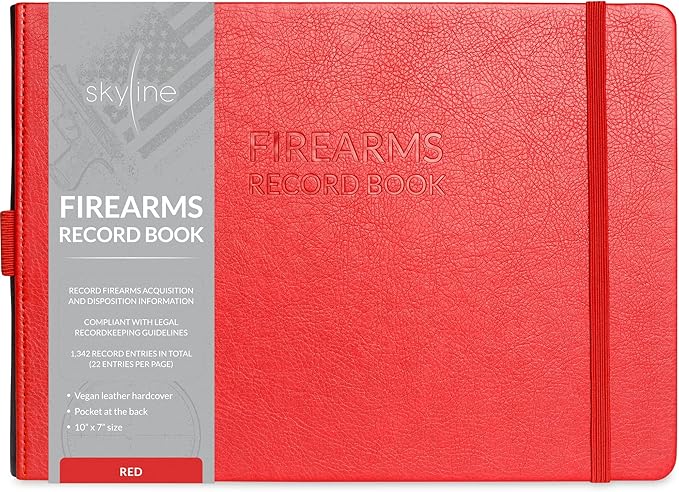 Skyline Firearms Acquisition & Disposition Record Book – Hardcover Gun Log Book for Firearm Dealers & Personal Use – Log Book for Receipt & Disposition Records, 10x7″(Red)