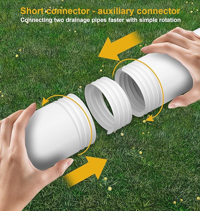 Rain Gutter Downspout Extensions, Downspout Extender for Rainwater Drainage Flexible, Extendable 58"+66" Down Spout Drain Extension Pipes (2 Pack, White)