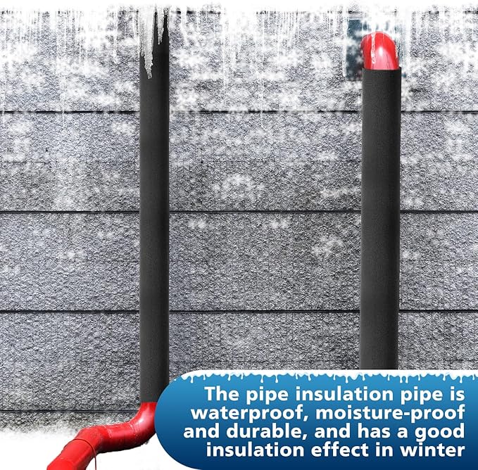 Pangda 4 Pcs 6 ft Pipe Insulation Foam Tube 1 Inch ID Foam Tubing Black Cover Heat Preservation for Outdoor Water Pipe Insulation, AC Unit, Guitar Stands, Exercise Machine Handle and Roof Rack