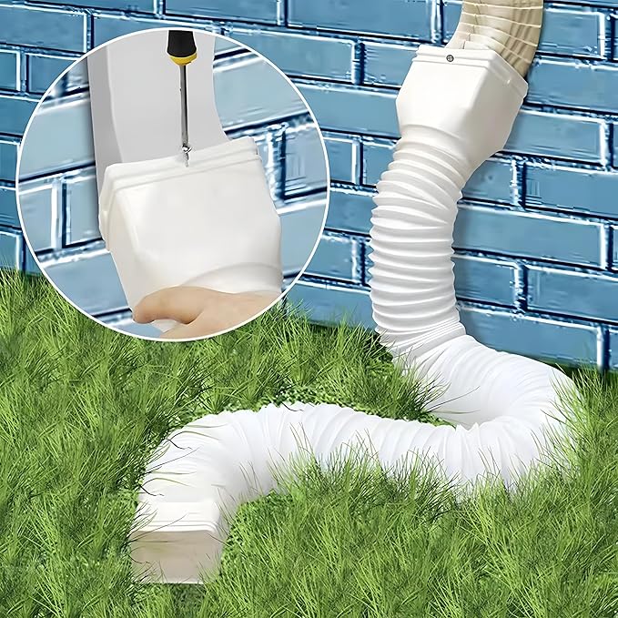 White 2 pack flexible rain gutter downspout extensions flexible, drain downspout extender,rainwater drainage ditch joint, can be extended from 21 inches to 68 inches