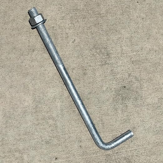 Sandbaggy 3/4" x 14" Threaded Concrete Anchor L-Bolts (Nuts & Washers Included) - Hot Dipped Galvanized - Sill Plate, Base Plate, Masonry, Wood, Cement Anchors, J Bolt (40, 3/4" x 14")