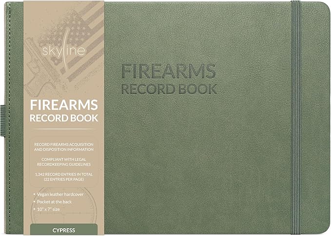 Skyline Firearms Acquisition & Disposition Record Book – Hardcover Gun Log Book for Firearm Dealers & Personal Use – Log Book for Receipt & Disposition Records, 10x7″(Cypress)