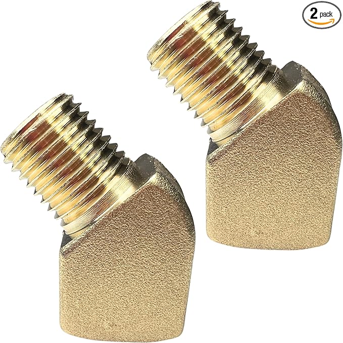 2pcs Brass 1/4" NPT Male x 1/4" NPT Female 45 Degree Street Elbow Fitting by CX WONDERLAND