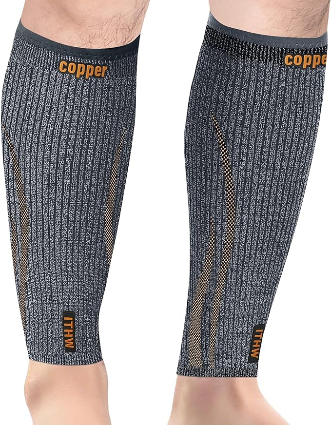 Copper Calf Compression Sleeve for Men & Women, Leg Compression Sleeve for Shin Splint Relief, Varicose Veins, Calf Tear