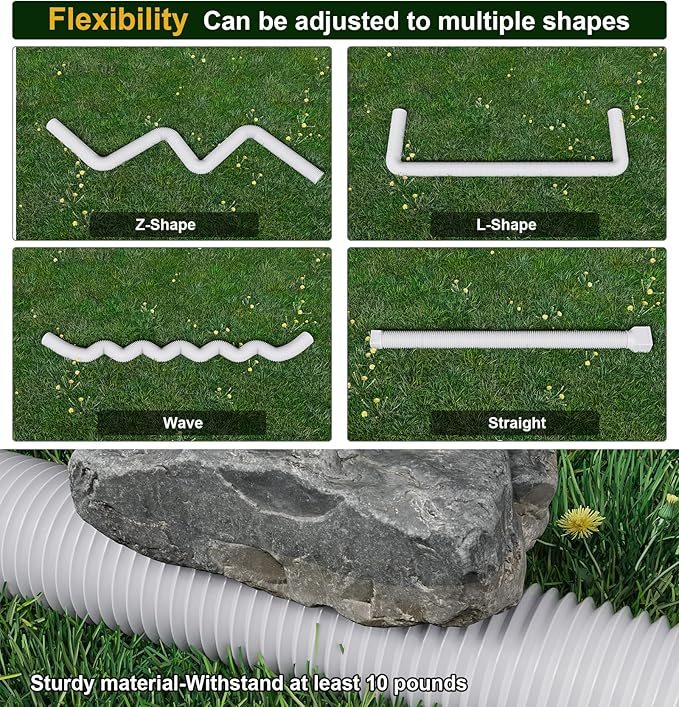 Rain Gutter Downspout Extensions, Downspout Extender for Rainwater Drainage Flexible, Down Spout Drain Extension Pipe and Extendable from 21 to 66 Inches (4 Pack, White)