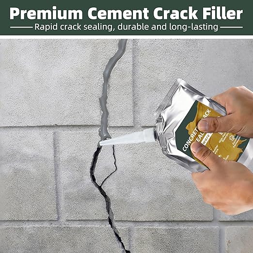 Oriflame Concrete Crack Filler: Self-Leveling Cement Crack Filler - High Elasticity & Weather-Resistant Waterproof Repair Sealant for Driveway/Walkway/Patio/Joint/Outdoor/Indoor - Grey (500ML 2 PCS)