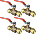 PROCURU 4-Pack 1/2-Inch PushFit Forged Brass Ball Valve, Push-to-Connect Full Port, Heavy Duty Valve for Copper, PEX, CPVC, Certified Safe (8X8312-4P)